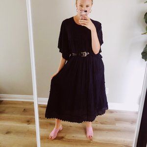 Vintage Navy Linen Dress/Beach Cover-Up